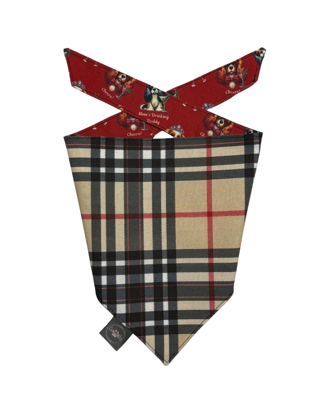Intermission Wardrobe Change Reversible Bandana - Furberry Plaid & Mom's Drinking Buddy