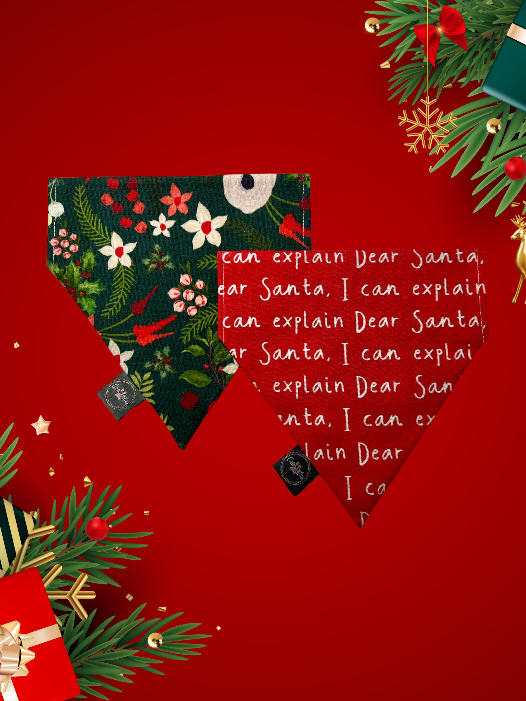Intermission Wardrobe Change Reversible Bandana - Winter Blooms & Dear Santa...