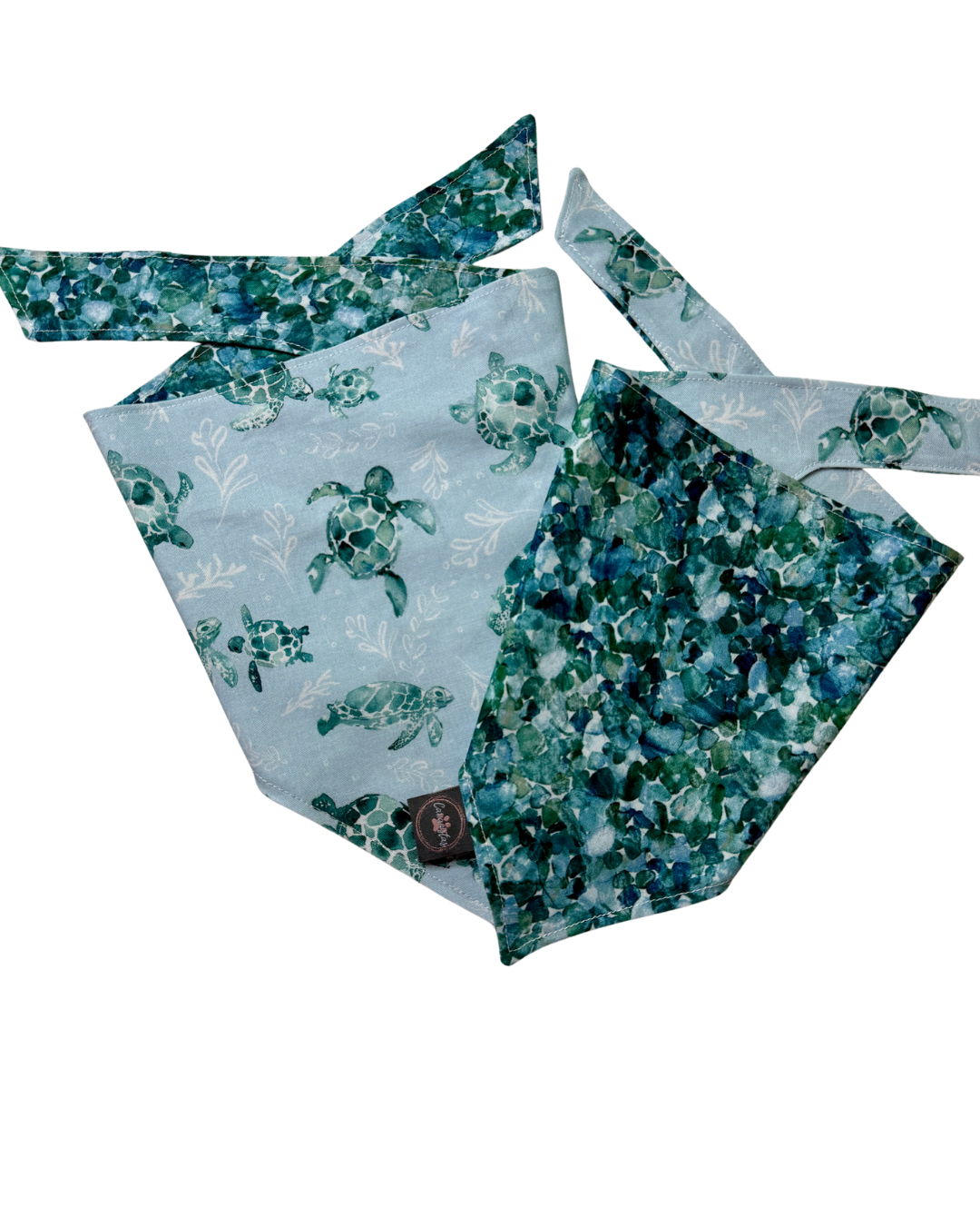 Intermission Wardrobe Change Reversible Bandana - Sea Turtles and Shoreline Sea Glass