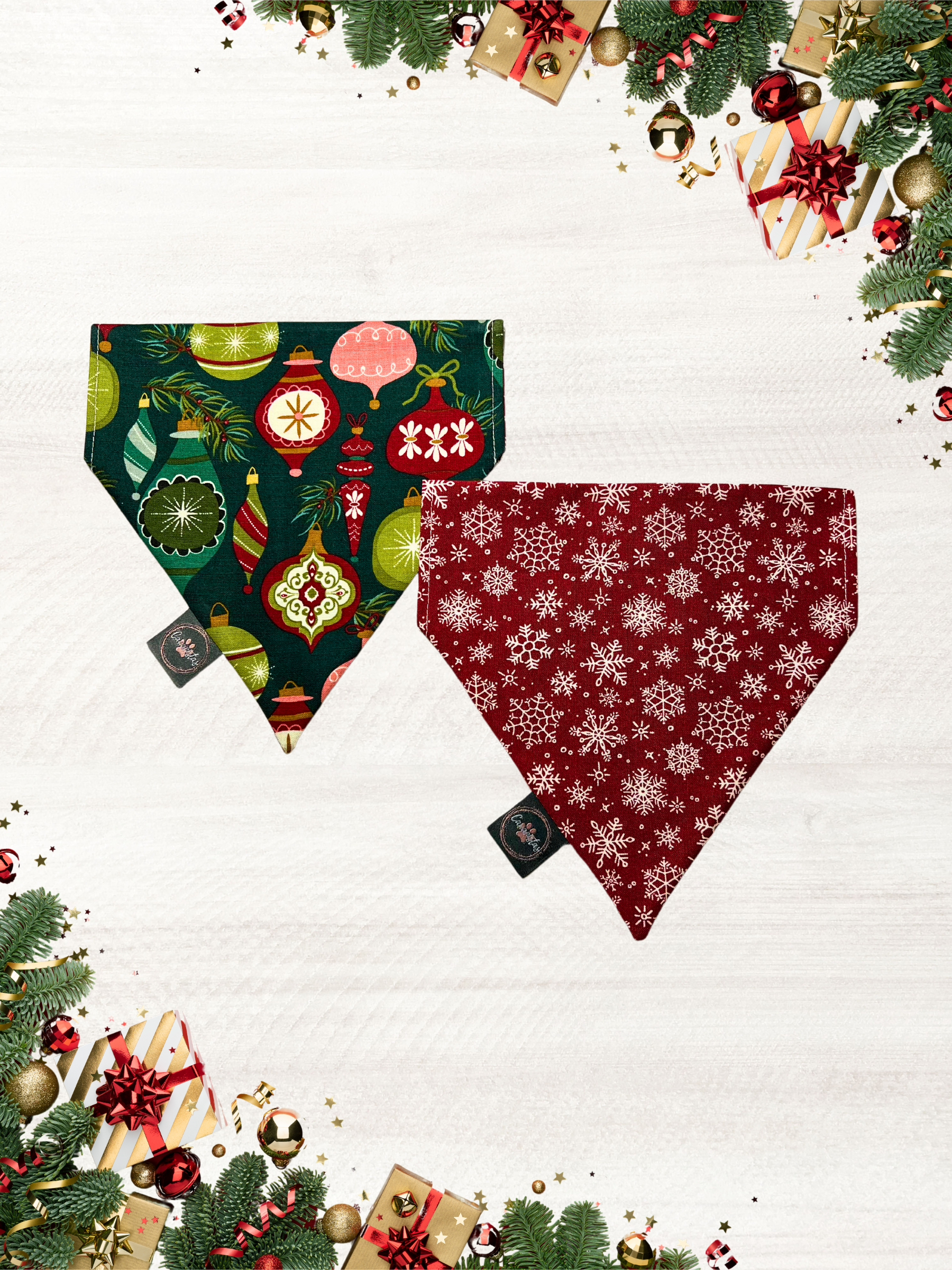 Intermission Wardrobe Change Reversible Bandana - Festive Baubles & Snow Flurries