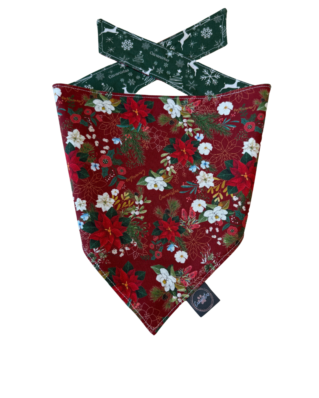 Intermission Wardrobe Change Reversible Bandana - Crimson Winter Garden & Evergreen Sleigh Ride