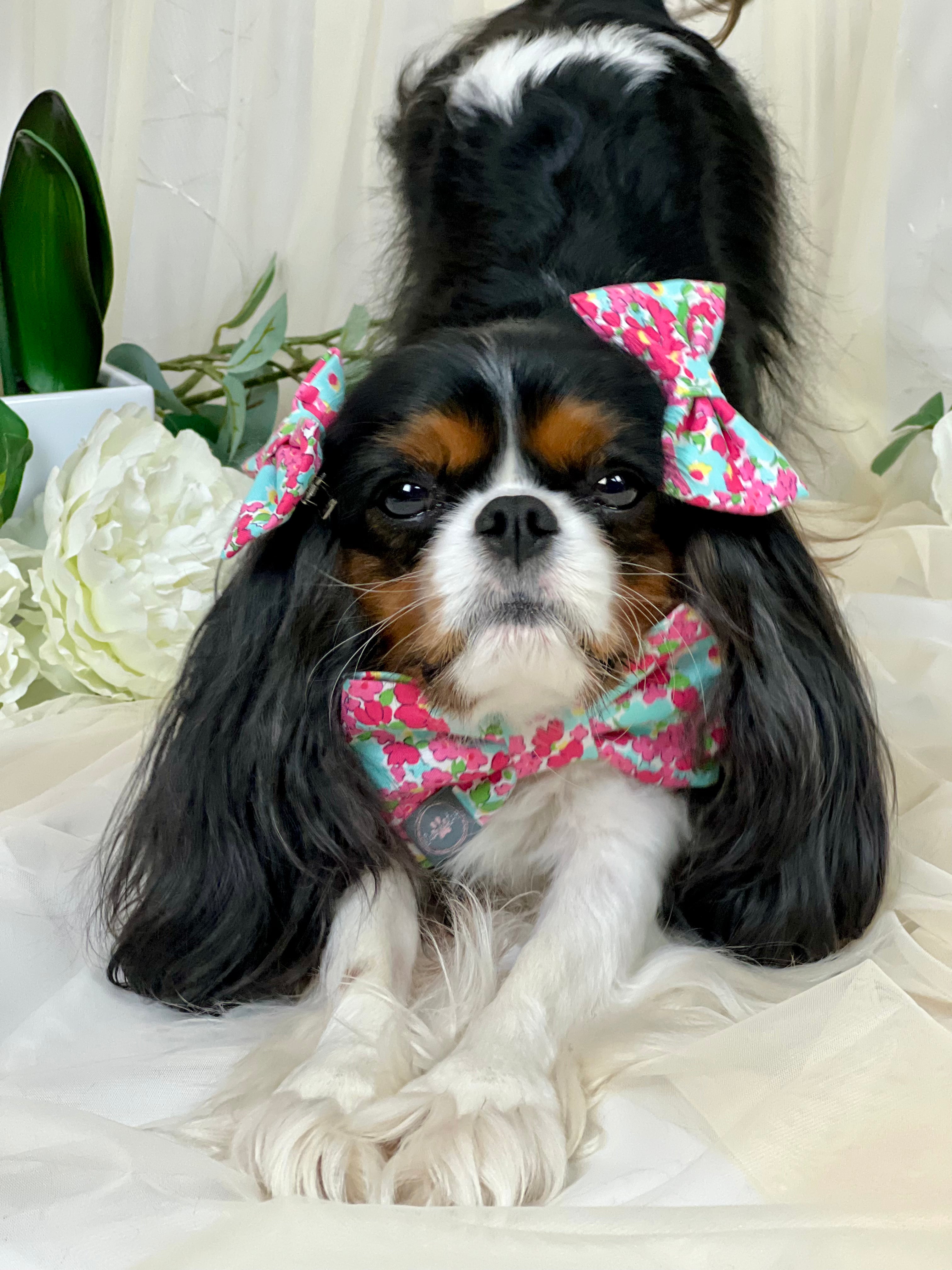 Accessories are a Must Hair Bows - Mint Diamonds & Raspberry Blossoms