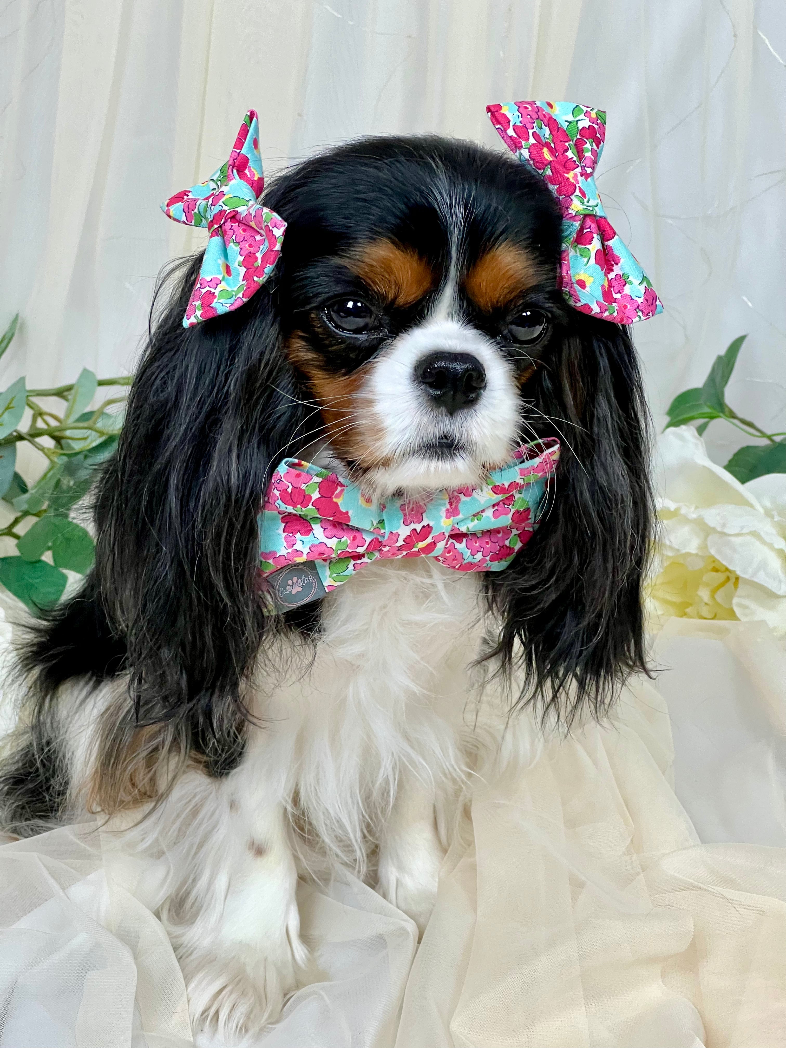 Accessories are a Must Hair Bows - Mint Diamonds & Raspberry Blossoms