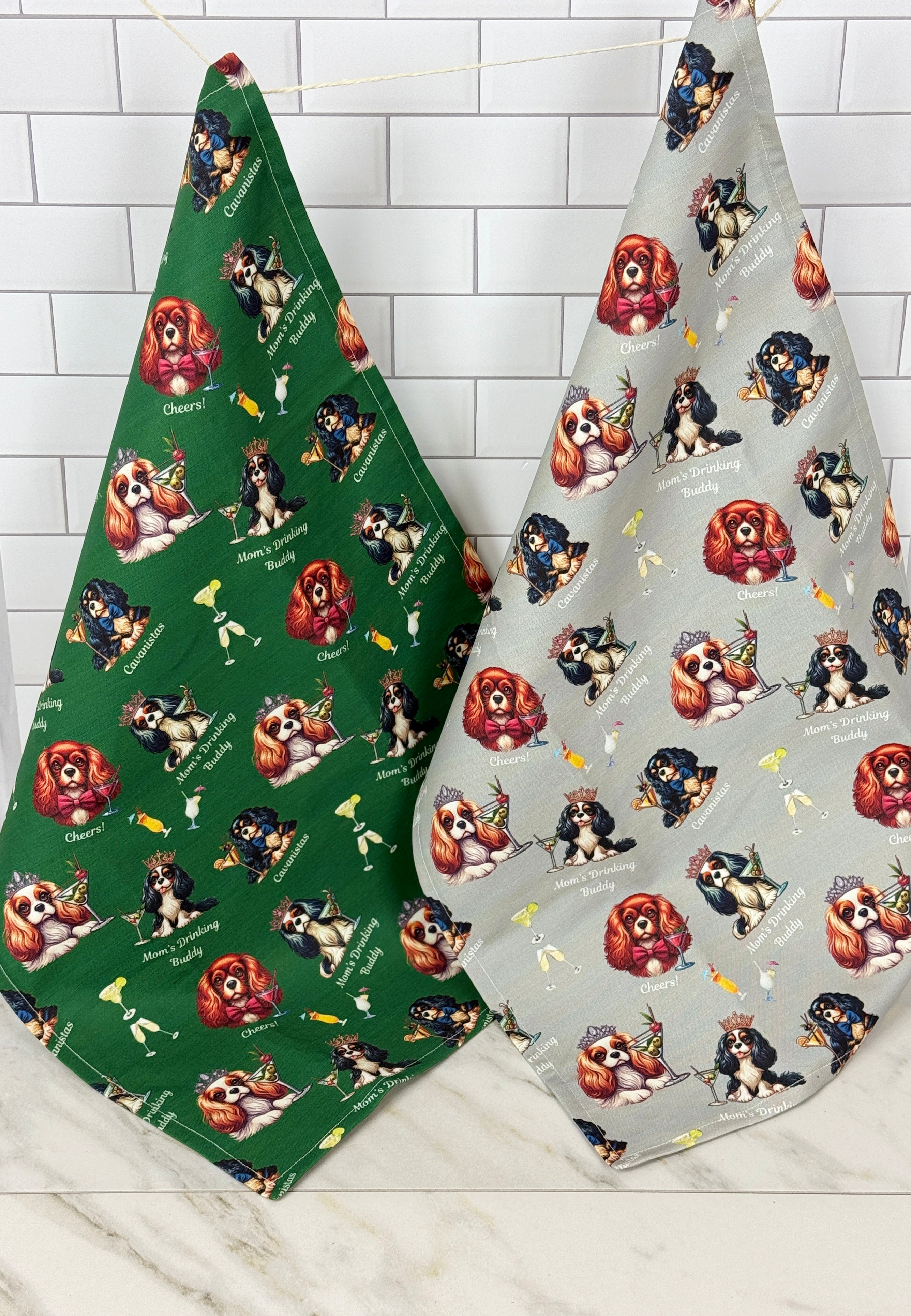 "Mom's Drinking Buddy" Cavalier Tea Towel